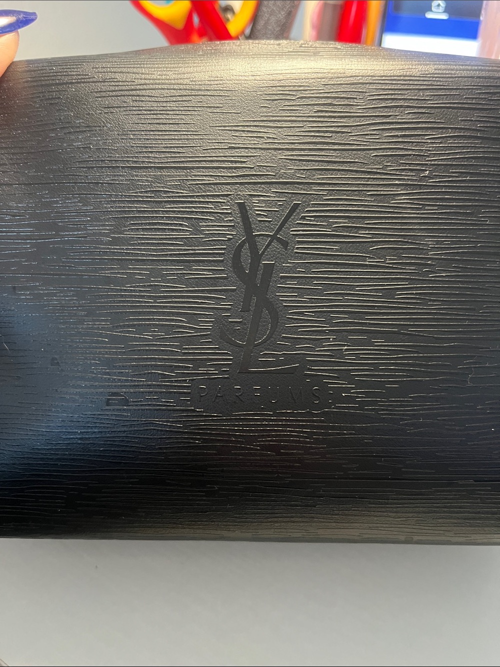 Black Embossed YSL Leather Cosmetic Toiletry Bag - Picture 6 of 6